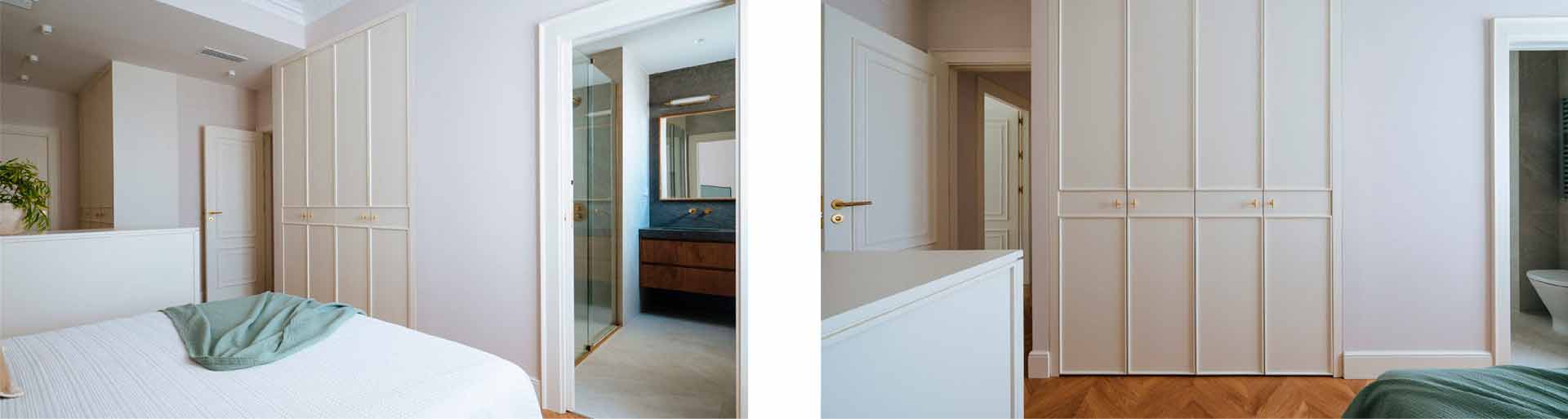 Vestidor y puerta del baño de una Reforma Integral | Arancha Mato Interiorismo